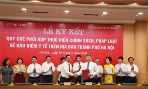 Lễ ký kết Quy chế phối hợp về thực hiện chính sách, pháp luật BHYT giữa BHXH TP. Hà Nội và Sở Y tế TP. Hà Nội